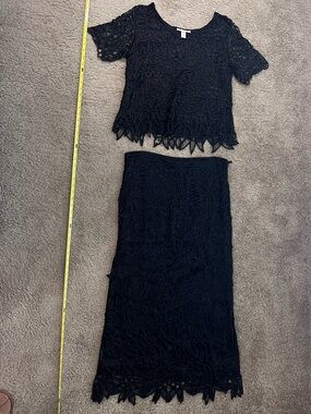 Silken Poetry Whimsigoth Hand Crocheted Beaded Silk 2 Piece with Floral Pattern
